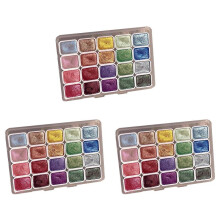 3X 20-Farben-Aquarell-Malset, Metallic-Aquarellfarben-Set, Glitzer-Aquarell-Festfarbkasten, (1ML-A)