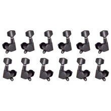 12X Guitar Tuning Pegs Tuner Machine Heads 3R3L Tuning Peg Machine for Acoustic Electric Guitar,Black