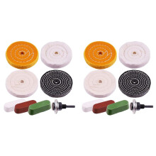 16Pcs 4 Inch Polishing Wheels Pad Denim Wheels with 6Pcs Polishing Compounds and 1/4 Inch Drill Shank for Bench Grinder
