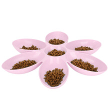 Katze Blumenblätter-formerndes Futter- und Wasserschale, 6 Fächer, Durchmesser 10 cm, Rosa