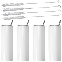 Gobelets Ă Sublimation 20 Oz Maigre Droite, Blancs de Sublimation en Acier Inoxydable Gobelet Skinny, avec Couvercle et Paille, Paquet de 4