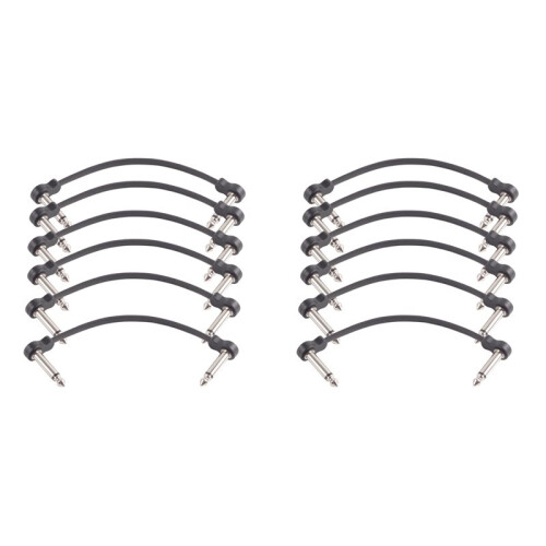 12 Packs 16cm Guitar Effect Pedal Flat Patch Cables Instrument Guitar Pedal Cable Connectors Patch Cable Black