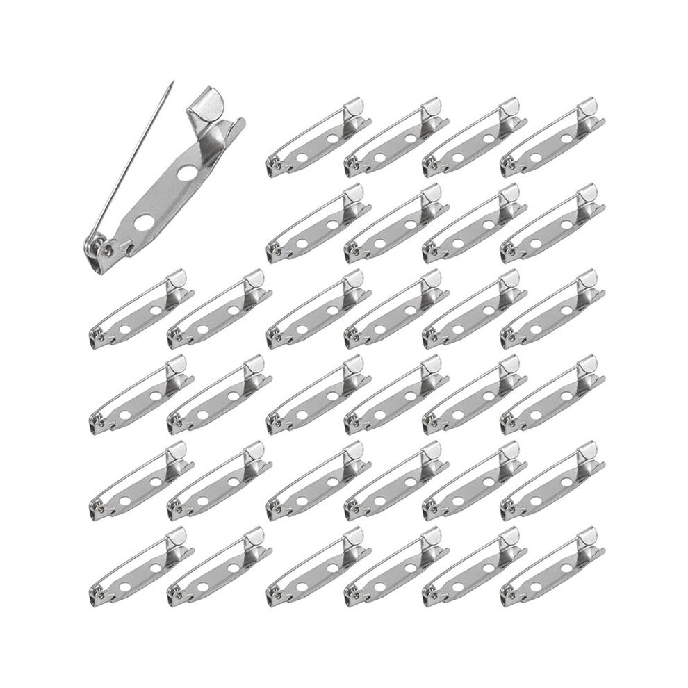400 Pcs Brooch Pins,Secure Brooch Pin,Secure Back Clasp With Back Bar Fastener,Silver Bar Pins,Silver Badge Pin Backs 6032112140873