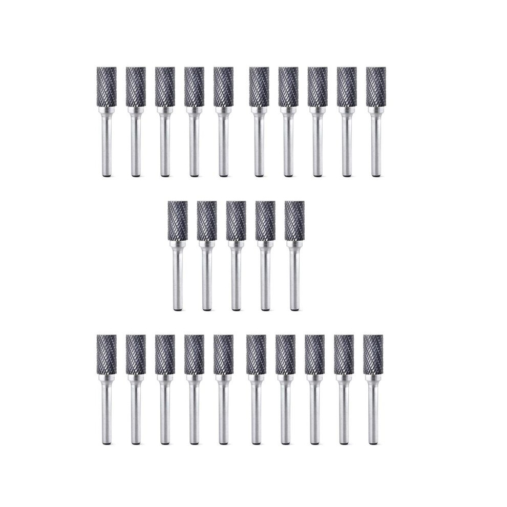 25Pcs Sa-5 Tungsten Carbide Burrs Cylinder Shape Double Cut Rotary Burr File With 1/4 Shank For Rotary Tool Die Grinder 6031945991850