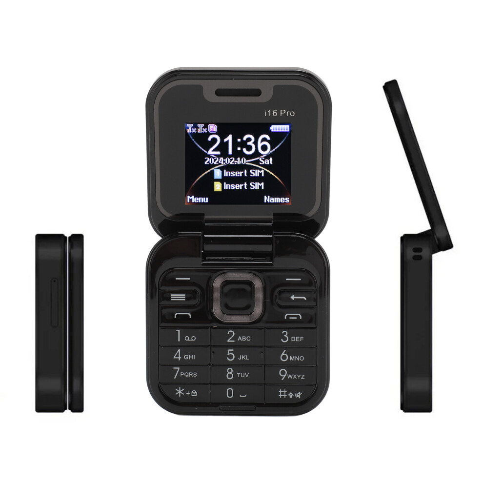 I16pro Small Flip Phone 16Gb Dual Sim 2G Pocket Cellphone For Kids & Seniors Black 4921391053153