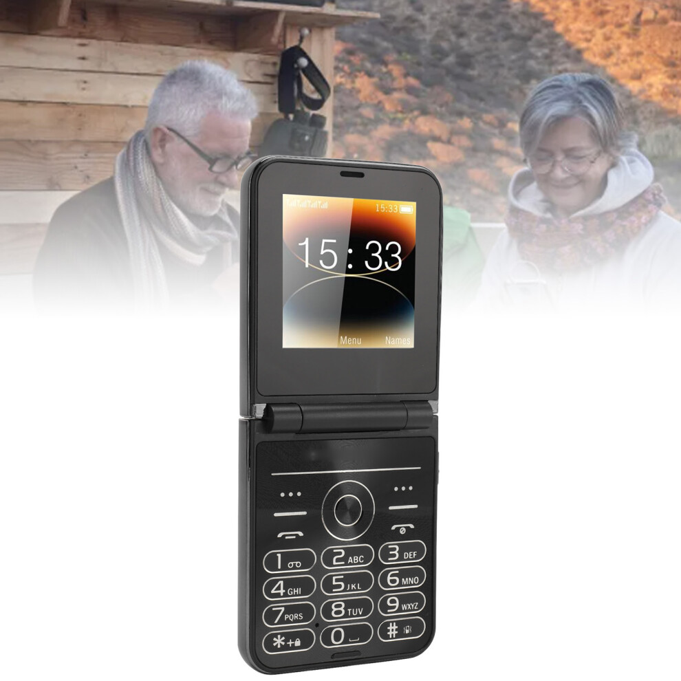 2G Senior Flip Cell Phone 2.6" 4 Card Slots With Flashlight Black 3551391053382