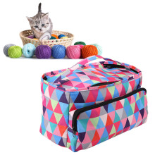 Aufbewahrungstasche für Häkel- und Nähgarne Damen-Bastelbox Mehrfarbiges Quadrat-Design