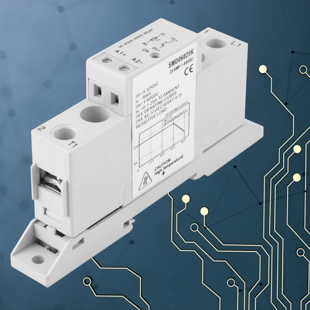 Dsmd100015s Dc Single Phase Din Rail Solid State Relay Module 25A 5021391579413