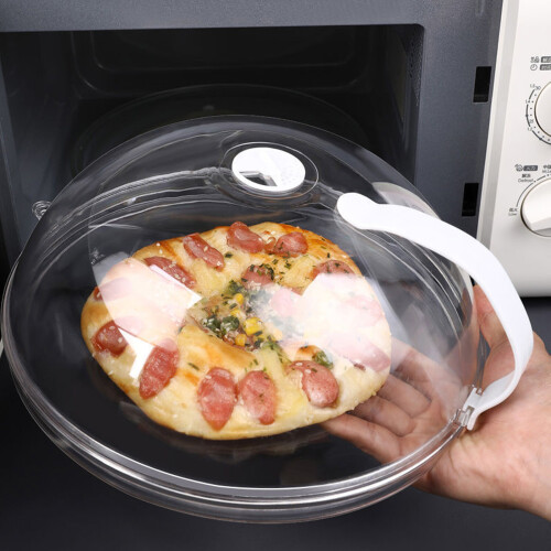 (White Handle) Microwave Splatter Cover with Handle - 50 Char 1