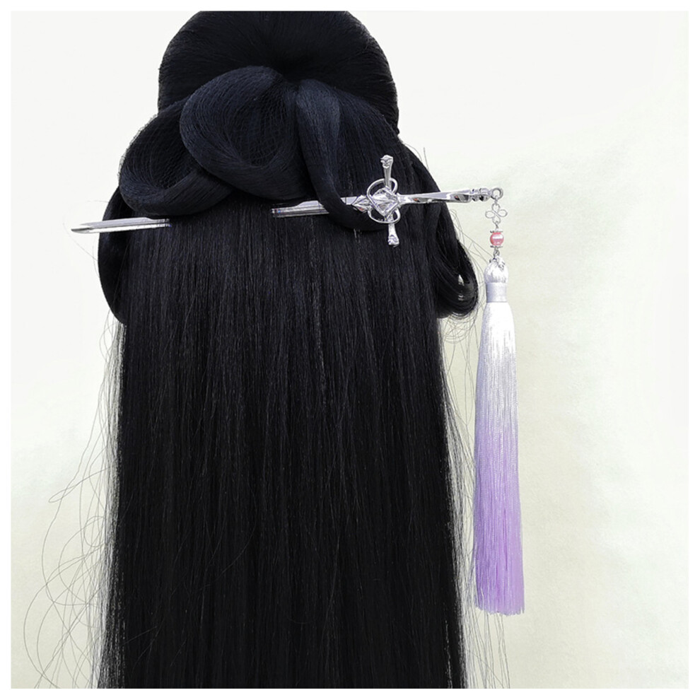 Creation-3C Silver/Light/Purple ( Tassel) Vintage Hair Fork With Tassel For Thick Hair