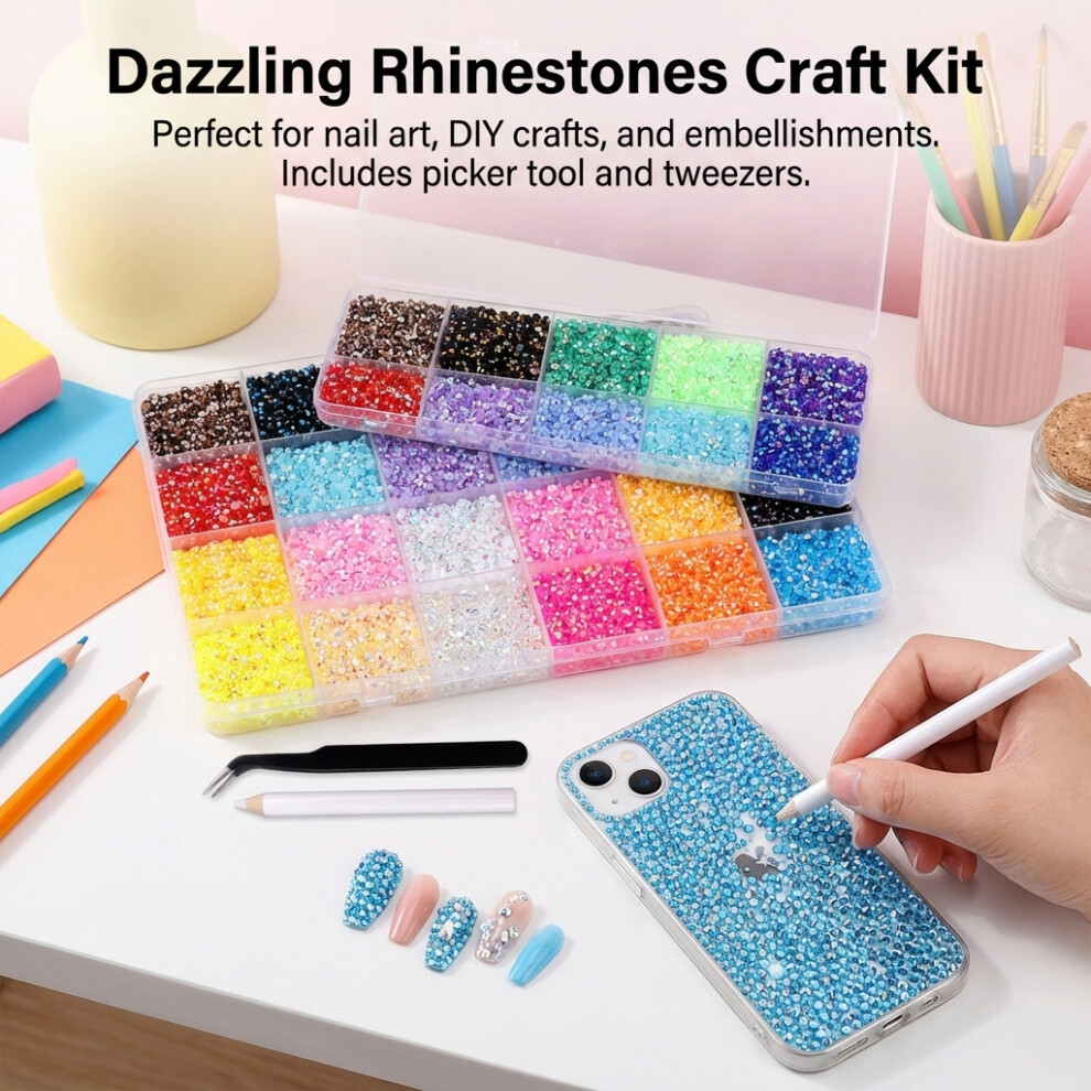 Phui-Pet-Supplies (Zshs 1098 3Mm) Ab Coated Resin Rhinestones For Nails With Tools