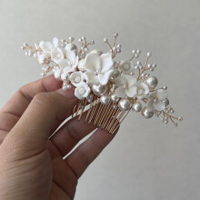 (Gold) Ceramic Flower Hair Comb for Princess Party