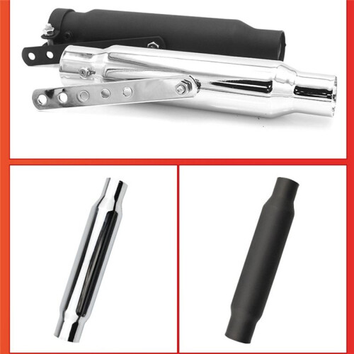 Tubo de Escape Curto de Motocicleta de 12 Polegadas para  para  para  para  Touring Chopper Cafe Racer Prata 1