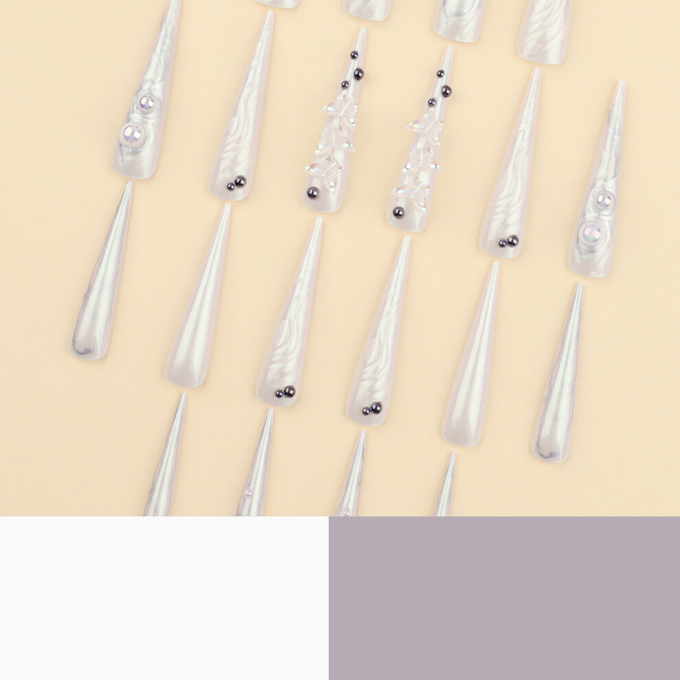 Phui-Pet-Supplies Glossy Aurora Long Pointed False Nails - Chip Proof