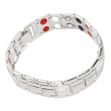 Magnettherapie Armband aus Titanstahl für Männer — Silber, 21x1,5 cm