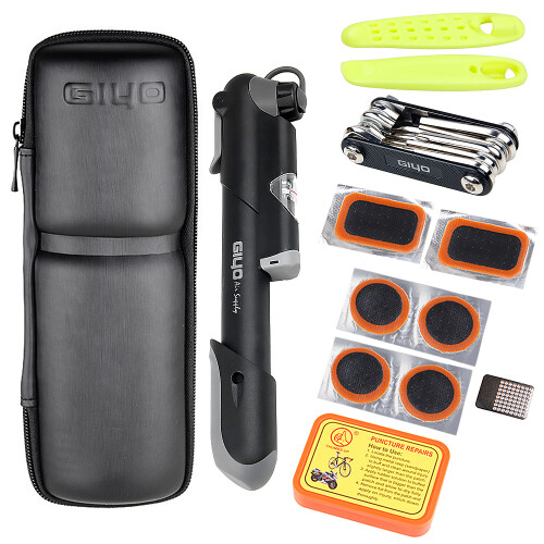 Bicycle Repair Tool Kit with Pump Patches Multi-Tools Compact & Durable Bag 2