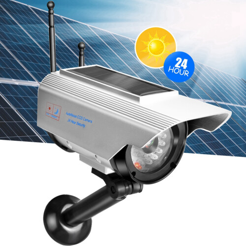 Solar LED Dummy Überwachungskamera silber 1