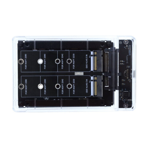 Gabinete combinado CY Dual NGFF B+M-Key M.2SSD Card JBOD Raid0Span Bridge para USB 3.0 Tipo-C USB-C SATA de 2,5 polegadas 1