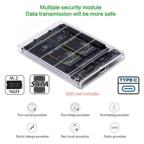Gabinete combinado CY Dual NGFF B+M-Key M.2SSD Card JBOD Raid0Span Bridge para USB 3.0 Tipo-C USB-C SATA de 2,5 polegadas 2