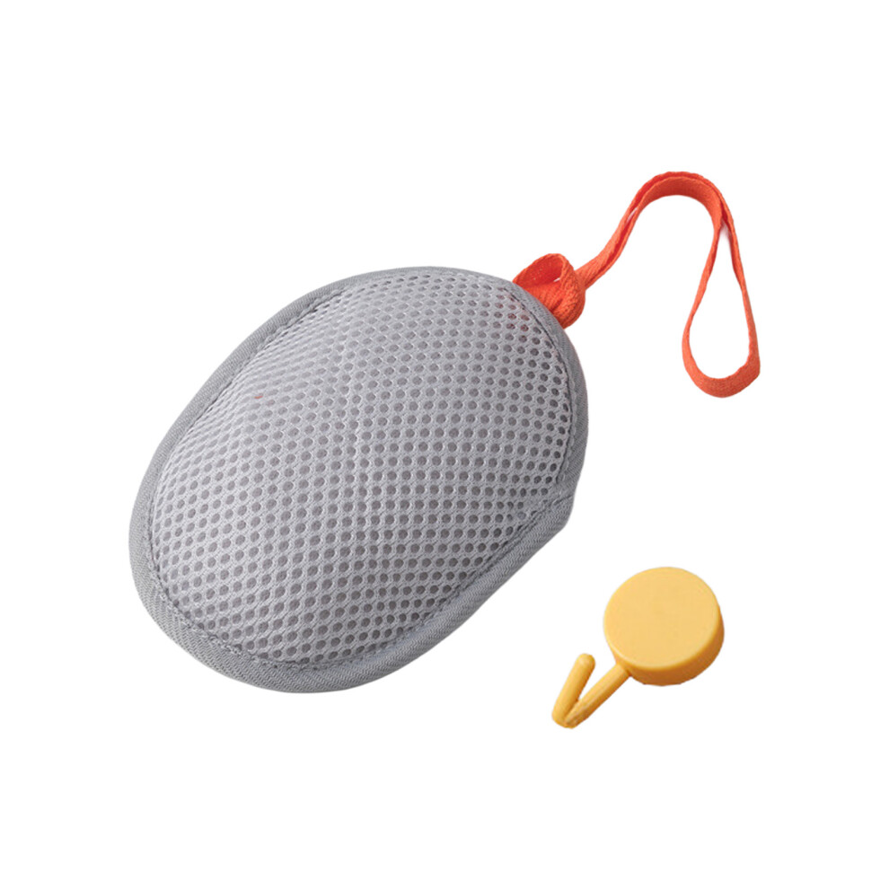 Creation-3C (Oval Gray With Hook) Mesh Soap Bag For Shaving & Handmade Soap