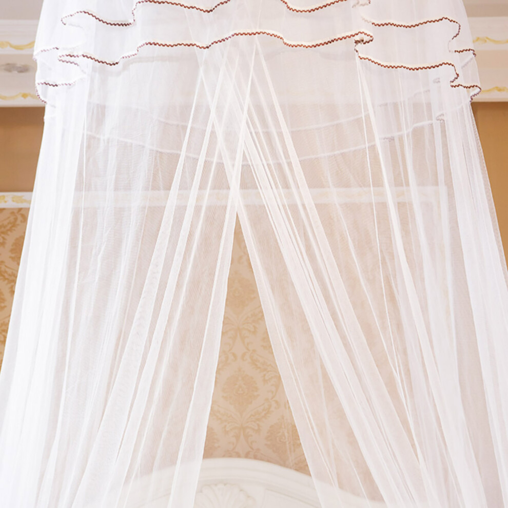 Breathable Round Canopy Lace Mosquito Net Bed Curtain 65*270*1100Cm White