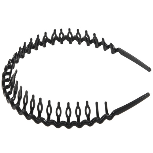 2X Cerchietto in plastica dentato nero per donna 2