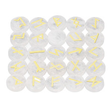 25 Pieces White Crystal Rune Stones Set for Meditation & Decor