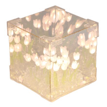 2-in-1 Tulip Cube Mirror Lamp LED Night Light 10cm DIY Decor Roseate