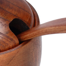 Natural Wooden Seasoning Storage Jar with Wooden
