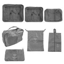 7PC Clothes Bag Set Packing Square Multifunctional Suitcase Organiser Suitcase Organiser Holiday Travel Square Grey