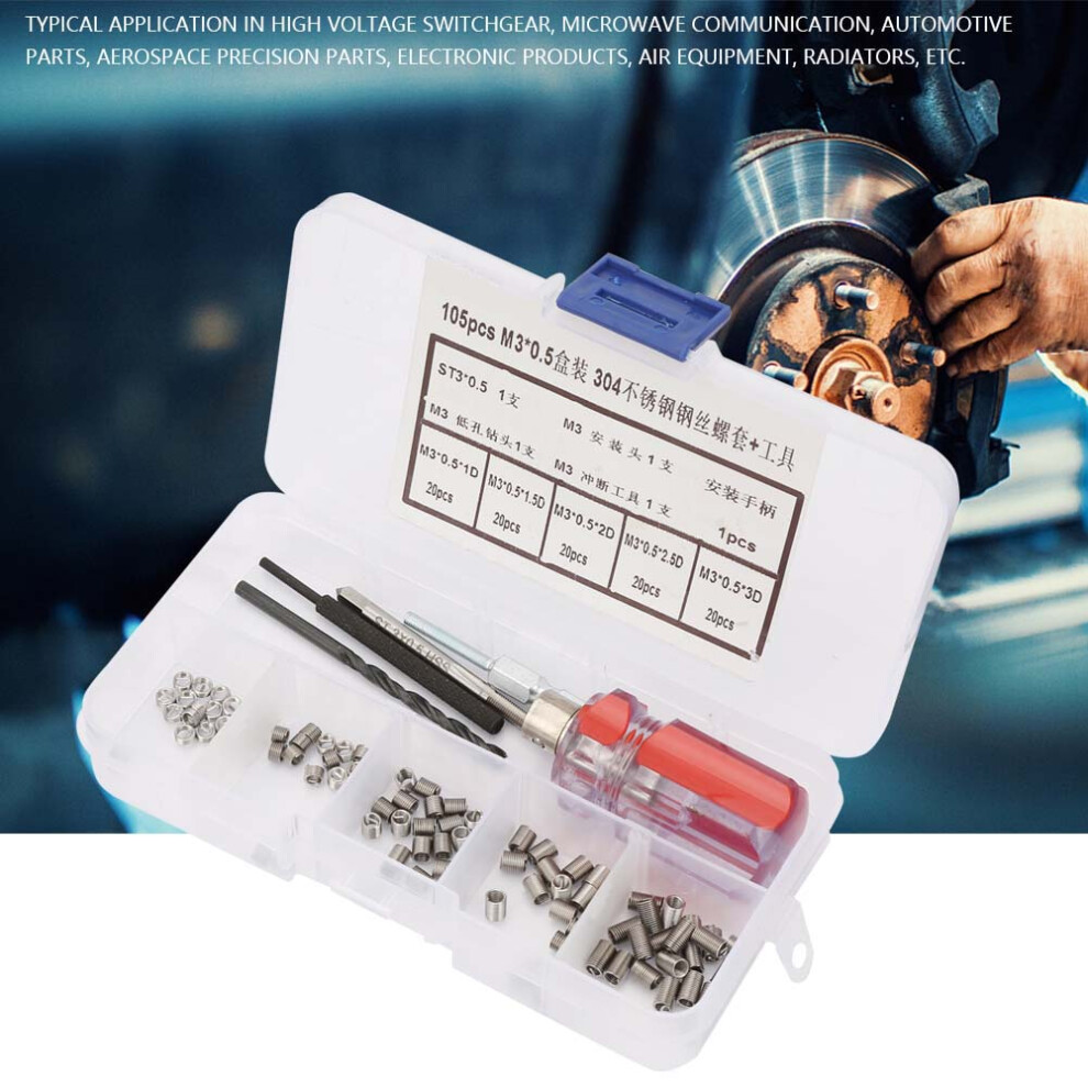 Stainless Steel Insert Kit 105pcs Thread Repair