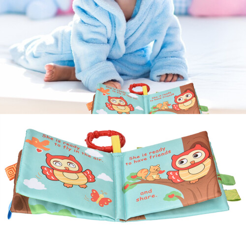 Baby Owl Cloth Book with Rattles