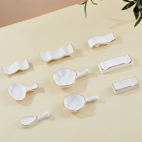 1 Pcs Ceramic Chopsticks Rest Stand Nordic Style Sticks Holder Fork Stand Spoon Tableware Holder () 2