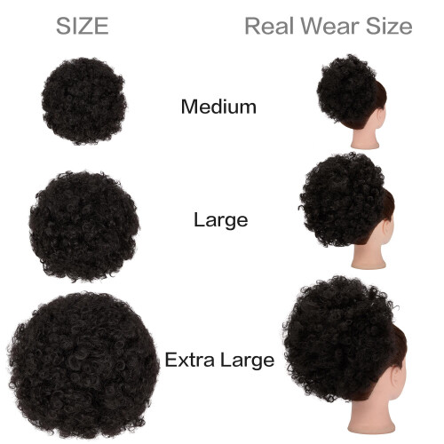 Αλογοουρά Afro Puff Drawstring – Συνθετική Κοντή Ψηλή Αλογοουρά με Κούτσουρο με Κλιπς, 1