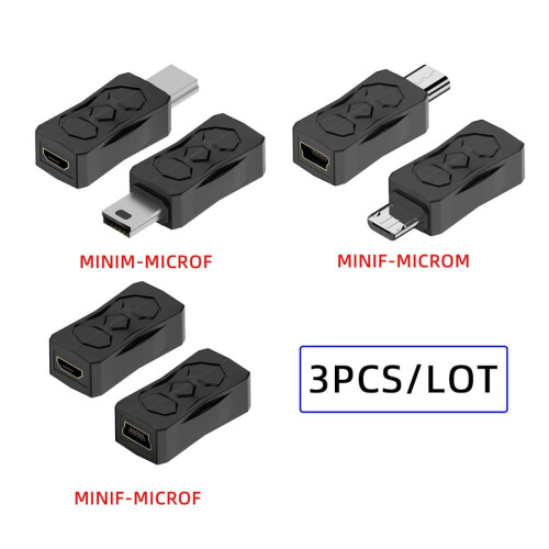 CY3 stk./parti Micro USB2.0 til Mini USB5Pin Han-til-Hun Forlænger Data Strømadapter 1