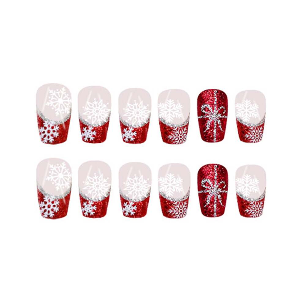 Dcph-Clothing Red Sequins Christmas Fake Nails - Unbreakable Diy