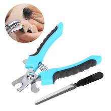 Large Lake Blue Stainless Steel Pet Nail Clipper Set with Safety Guard