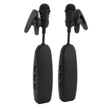 2.4G Wireless Lavalier Mic 2PCS, Noise Canceling Clip-On, 400mAh Batteries