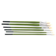 Multimodal Pig Hair Paint Brush Set, 6 Sizes for Oil & Watercolor
