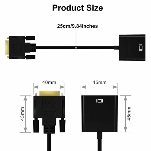 DVI-D til VGA-adapter, ZMART DVI-D24+1 til VGA han-til-hun-adapter 2