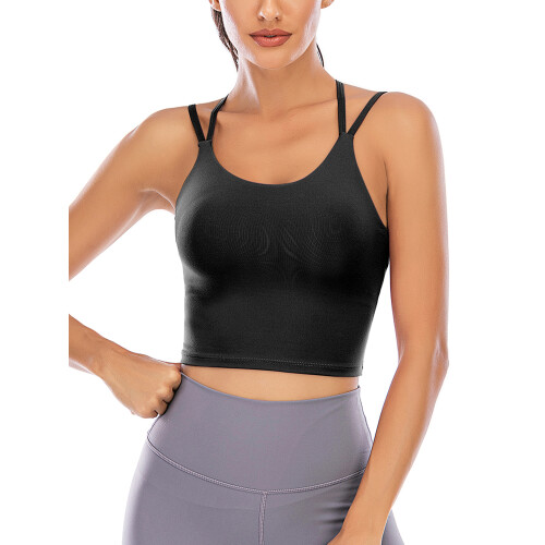 Γυναικείο Αθλητικό Σουτιέν Cami Tank Top με Ενίσχυση, Ασύρματο, Σταυρωτό, Πλάτη, Γιόγκα, 2