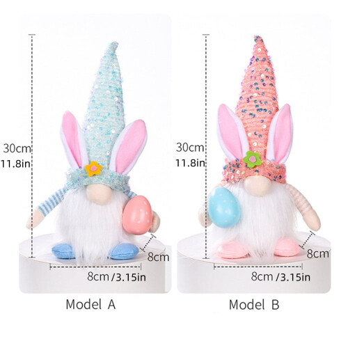 TETOU2 τεμάχια Πασχαλινά LED Gnomes Λαγουδάκι Λούτρινα Πούλιες Κουνέλι Αυγό Άνοιξη 1