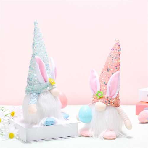 TETOU2 τεμάχια Πασχαλινά LED Gnomes Λαγουδάκι Λούτρινα Πούλιες Κουνέλι Αυγό Άνοιξη 2