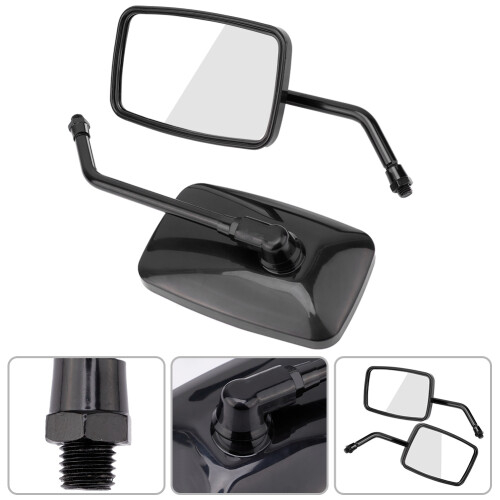 2Pcs Black Motorcycle Side Mirrors, Adjustable, Wide View 2