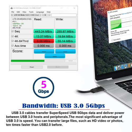 CY Γωνιακό USB 3.0 τύπου-A αρσενικό σε ευθύ καλώδιο δεδομένων 5 Gbps αρσενικό 3.0 τύπου-A, 2