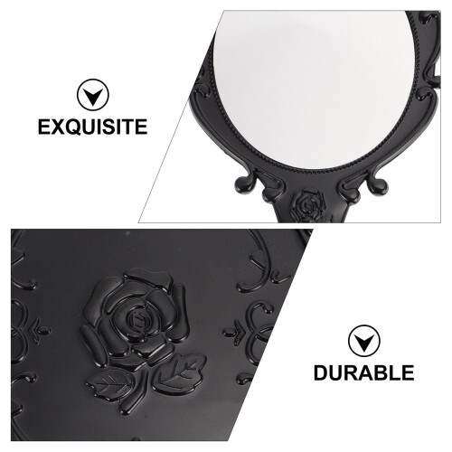 Retro Handheld Glass Mirror with Black Handle 2 Pieces 2