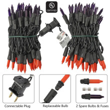Luzes de Natal Roxas e Laranjas para Decoração de Halloween, com Plugue, para Uso Externo, em Árvores, para Decoração de Lareiras (EUA)