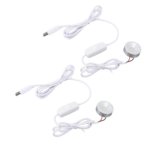2Pcs USB Dimmable Mini Spotlights 5V Aluminum, 6.6ft Cable