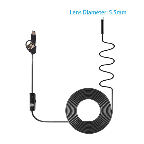 Βιομηχανική κάμερα επιθεώρησης Borescope 3 σε 1 Ενσωματωμένη 6 LED IP67 Αδιάβροχη USB Type-C 2