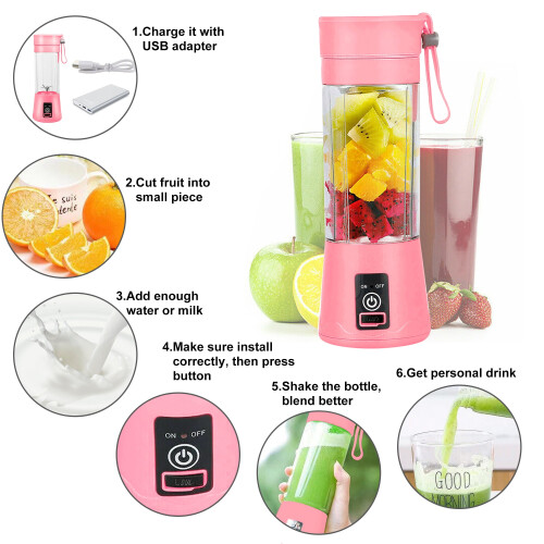 Mini Juicer Cup 380ML Portable Personal Blender with 6 2
